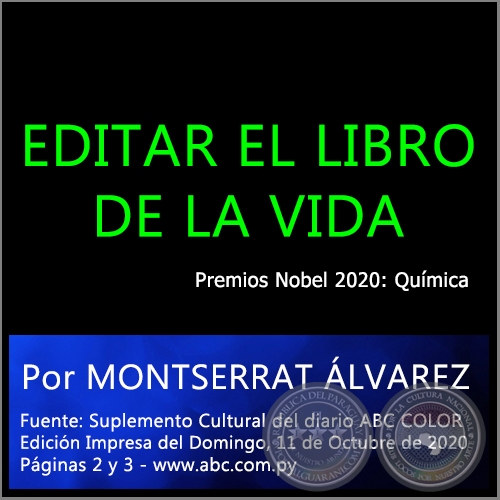 EDITAR EL LIBRO DE LA VIDA - Por MONTSERRAT ÁLVAREZ - Domingo, 11 de Octubre de 2020